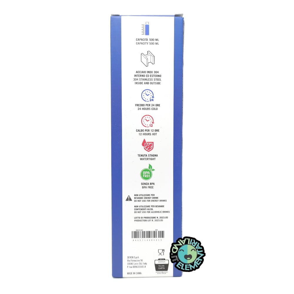 Borraccia YUB Termica 500 ml GRAFFITI Blu Bianco - immagine 4
