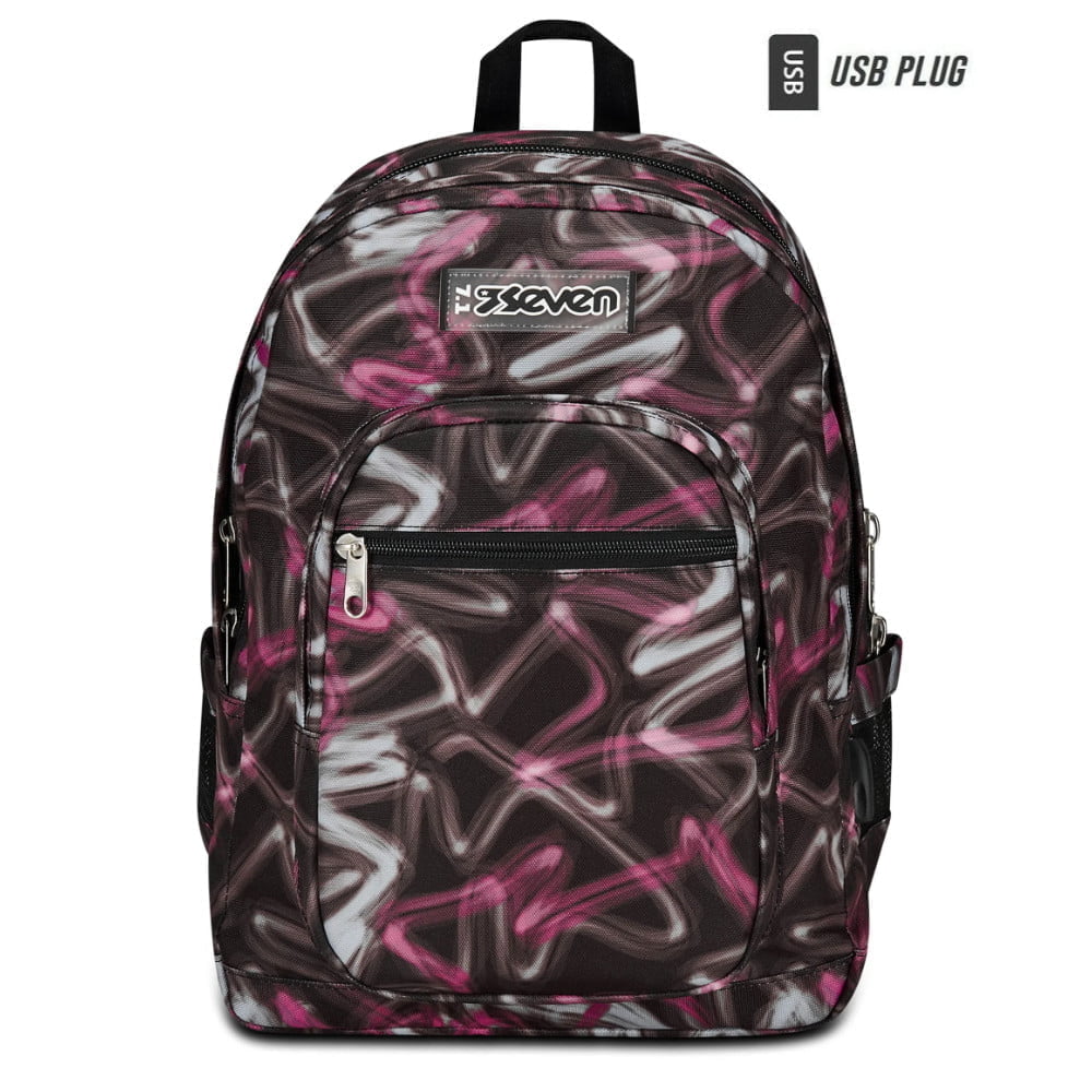 Featured image for “Zaino SEVEN Freethink Fantasia Righe Nero Bianco Rosa”