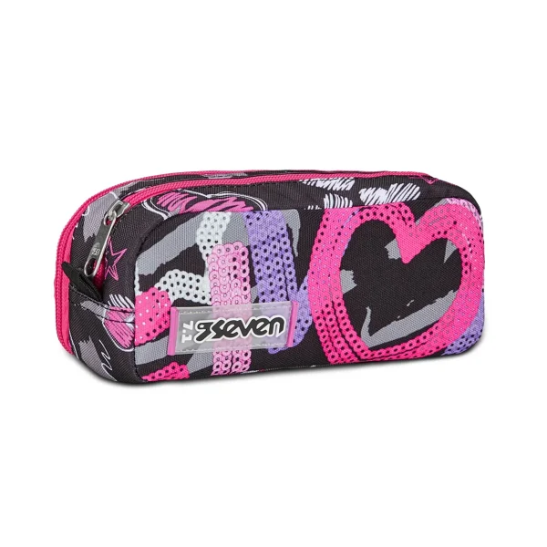 Astuccio Bustina SEVEN Portapenne DOPPIO - DRAFT HEART - Cuori