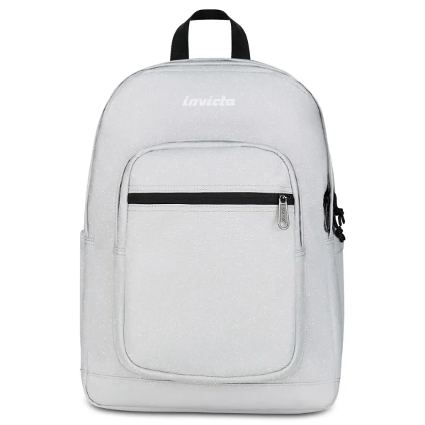 Zaino INVICTA Jelek SHINE Doppia Tasca - GLITTER Bianco Ghiaccio