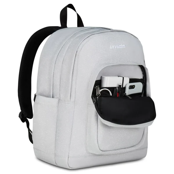 Zaino INVICTA Jelek SHINE Doppia Tasca - GLITTER Bianco Ghiaccio - immagine 6