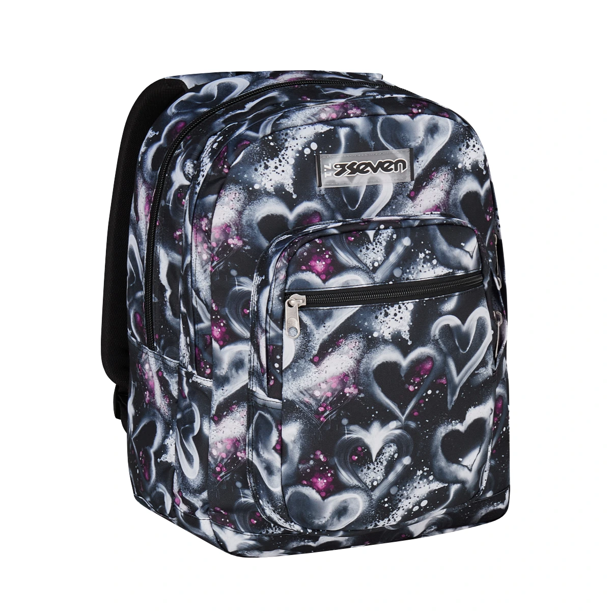Zaino SEVEN Freethink - CUORI Bianco Nero - Ragazza - immagine 2